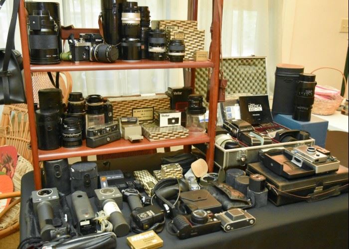 Vintage Nikon Cameras and Lenses, Bronica Camera Set & Camera Accessories