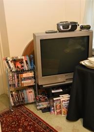 VHS Tapes, Vintage TV & TV Stand