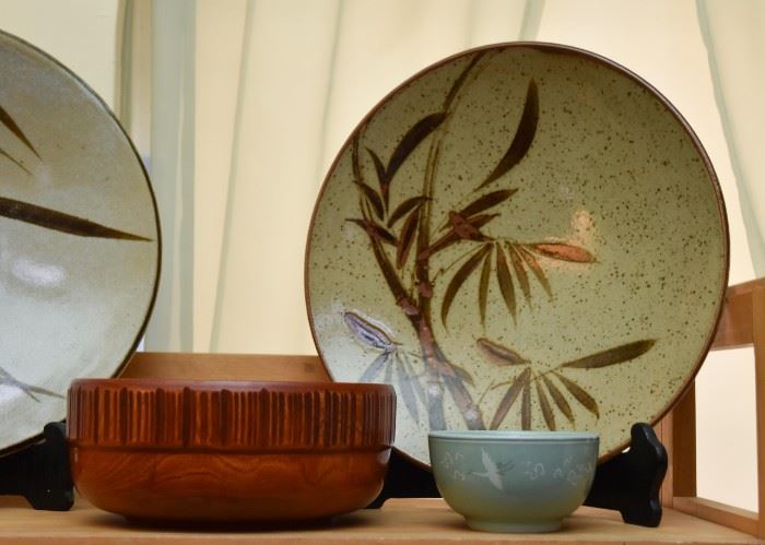 Stoneware Serving Plate, Wooden Bowl, Japanese Soup Bowl