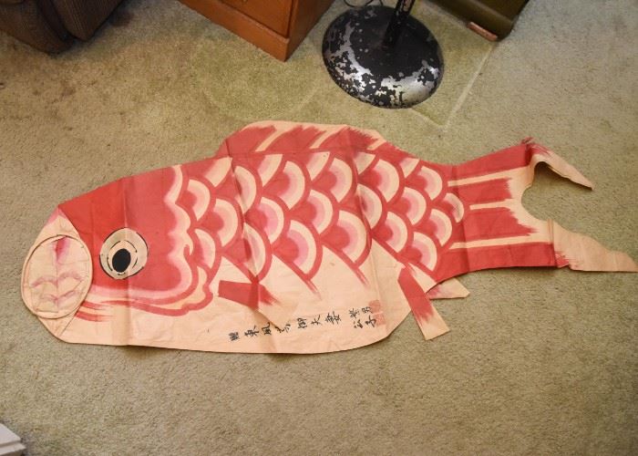 Vintage Japanese Koi Fish Kite / Wind Sock
