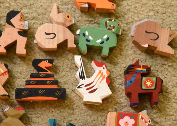 Wooden Chinese Zodiac Animal Miniatures