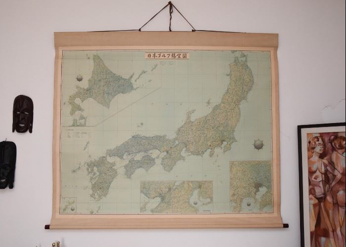 Large Canvas Map of Japan (Vintage)