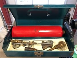 Vintage propane torch kit with case & accessories