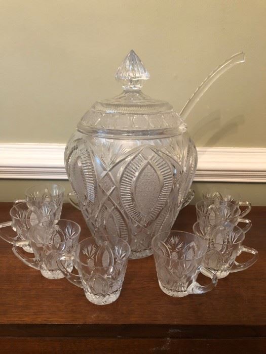 Crystal Punch Bowl set and cups