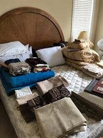  King size bed and linens