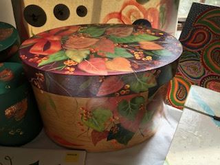 Painted Fall leaves decorated lidded box