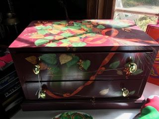Two drawer chest beautifully painted and decorated