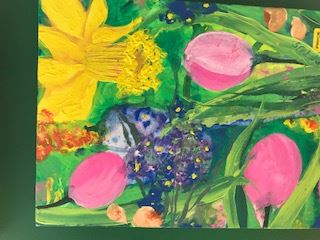 Another small  bright colored floral painting