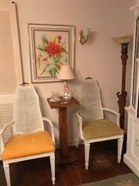 Original framed painting and pair of Shabby Chic chairs