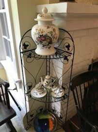 Decorative iron stand with Spode Ginger Jar
