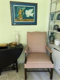 Ethan Allen armchair and limited edition litho