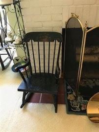 Childs stencil decorated windsor rocking chair