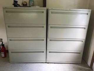 Two legal size horizontal metal filing cabinets