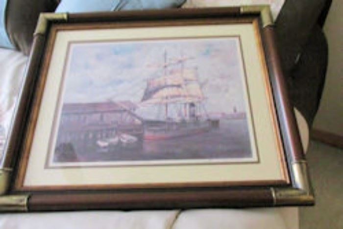 framed ship print