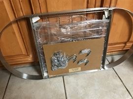 Huge, new 20x40 brushed stainless steel pot rack with everything needed to put it up and start organizing!