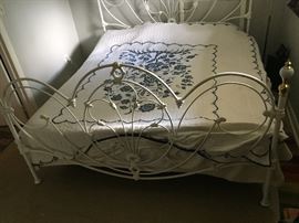 King size Vintage iron and brass bed and mattress, Sunday price $75