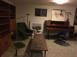 basement large room, in center Mosaic coffee table, Sunday price $125