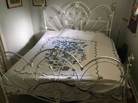 King size Vintage iron and brass bed and mattress, Sunday price $75