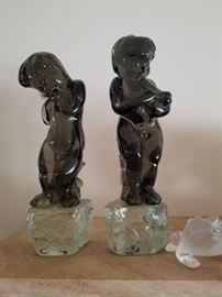 Pair of large Murano Cerubs-signed