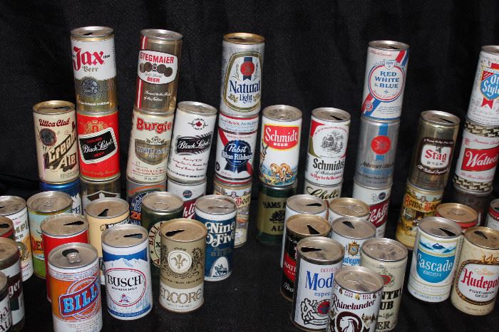 Large lot of vintage beer cans