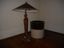 Lamp and Pottery Crock