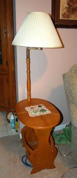 Fun oak lamp end table
