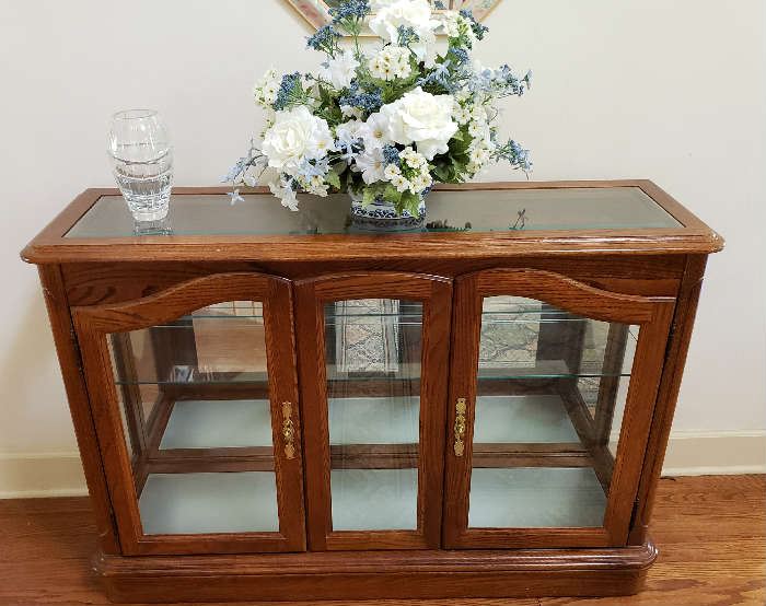 Wood & Glass Display Cabinet Perfect for your Entryway or used as a Sofa Table