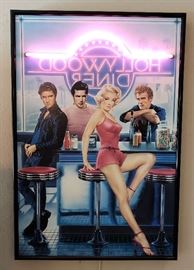 Hollywood Diner Marilyn, Elvis, James Dean Neon Lighted Poster