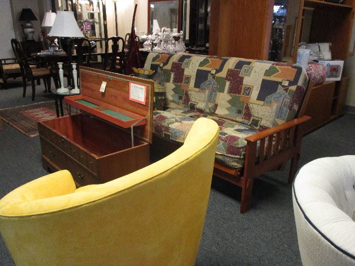 Fouton and Lane cedar chest - Yellow modern design swivel chair