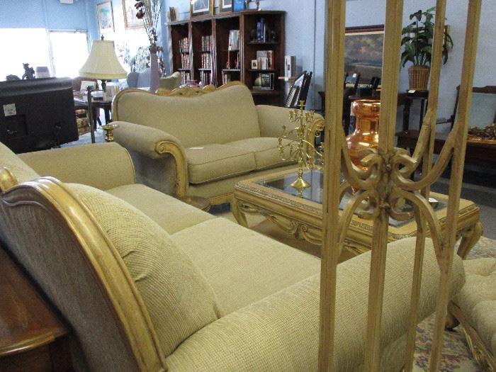 Mega-size sofa and loveseat purchased by military in Italy including tables and chaise