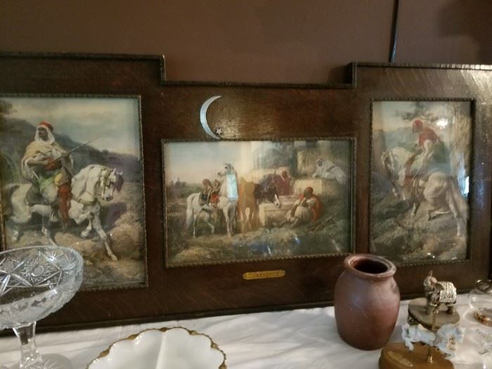 original Schreyer prints in period frame. Shreyer's triptych