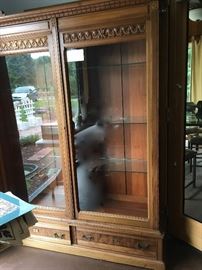 Antique Walnut Cabinet w Glass shelves