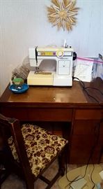 Sewing Machine & Table & Chair