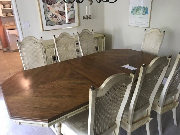 Dining Table with 8 chairs and Hutch. Will sell only as a set.