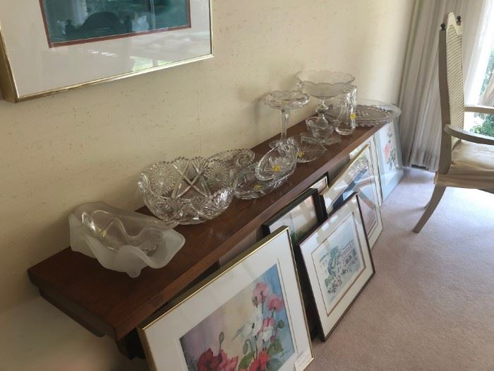 Glass and Crystal serving dishes, original artwork