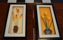 2 Interesting Asian Framed Shadow Box Style Pictur