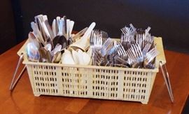 Big Lot of Restaurant Silverware and Asian Soup Sp