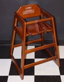 Winco Commercial Walnut Finish Wood High Chair w