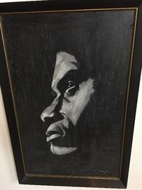 SIGNED ARTWORK: MAN PAINTING. CHARCOAL. Height: 24". Length: 16". 