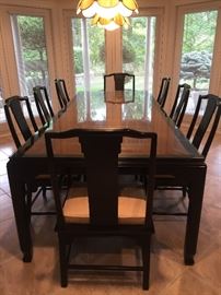 Dining Room Set by Century Furniture: Table and 8 chairs. Asian motif.