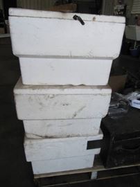 LOT OF 3 STYROFOAM SHIPPING CONTAINERS