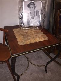 Occasional table and New Mikasa glass frame