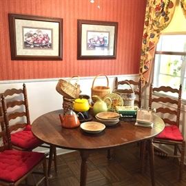 Rustic kitchen table with ladder back chairs
