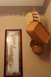 wall art and baskets