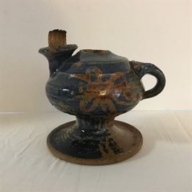 Handmade Ceramic Oil Lamp https://ctbids.com/#!/description/share/49384