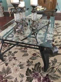 Heavy  Metal and Glass Coffee Table $160