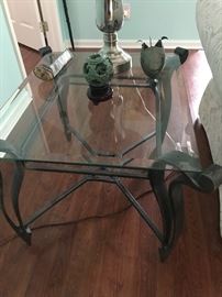2 Pc Heavy Metal and Glass, End Tables (match Coffee Table) $160