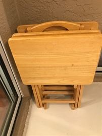 Oak TV Folding Tables and Stand $25