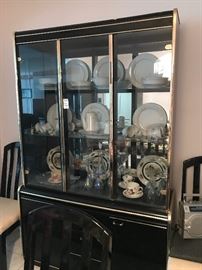 Black Lacquer China Cabinet and Matching Dining Table $200