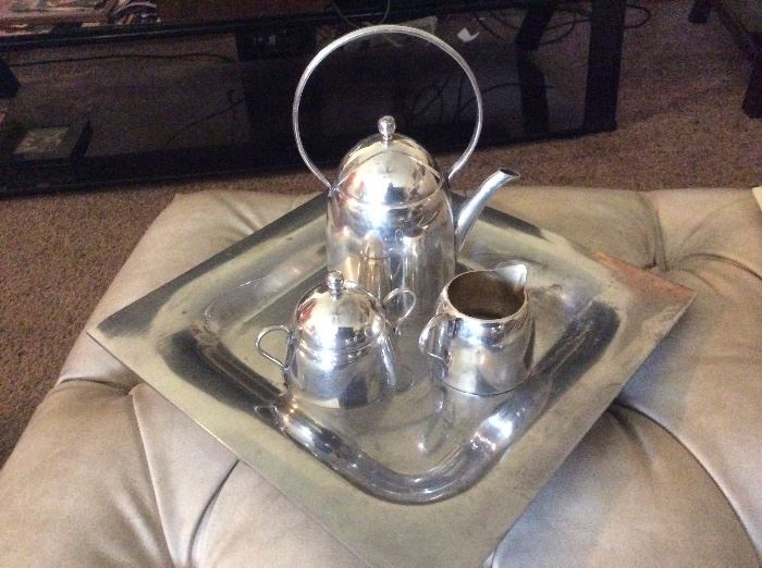 Three piece sterling tea set